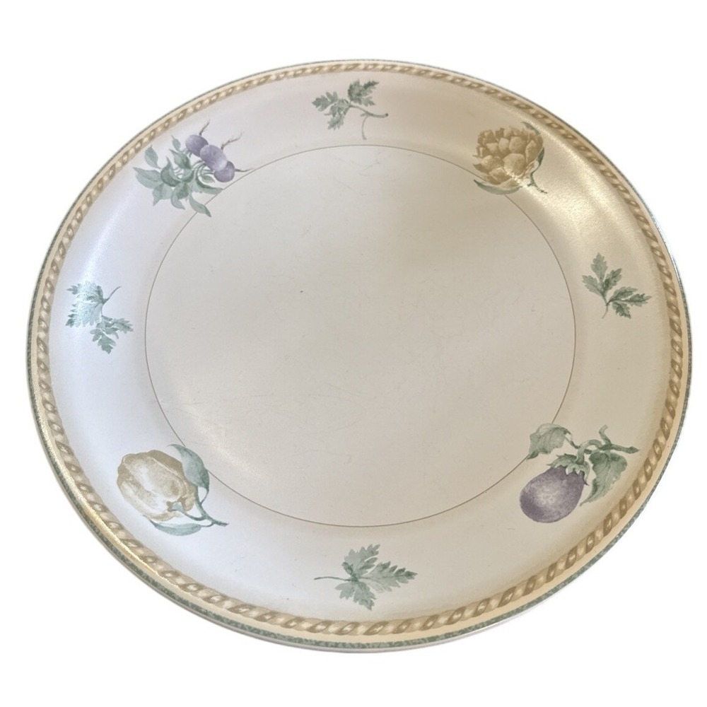 Vintage Oneida Stoneware Julienne 11" Dinner Plates Vegetables Set Of 2
